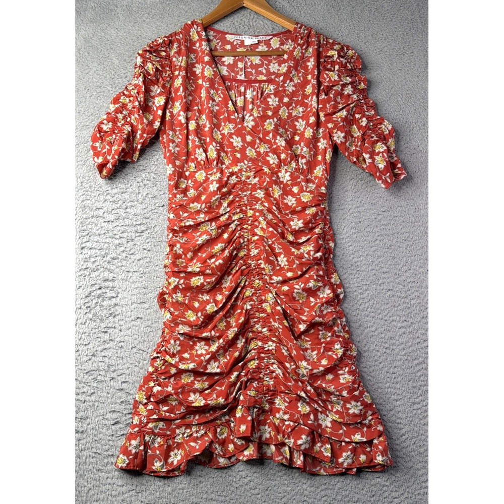 Veronica Beard Dress Womens 0 Josephin Ruched Floral Dress Luxury Designer NWOT